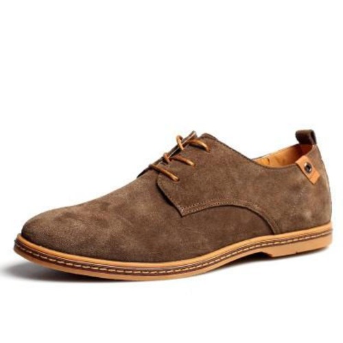 Mens Causal Suede Lace Up Shoes - Khaki / 12