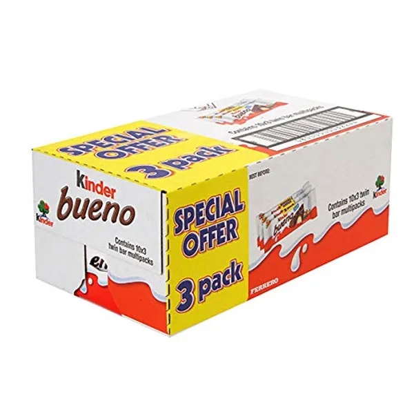Kinder Bueno 129g (10 Packs of 3, Total 30)