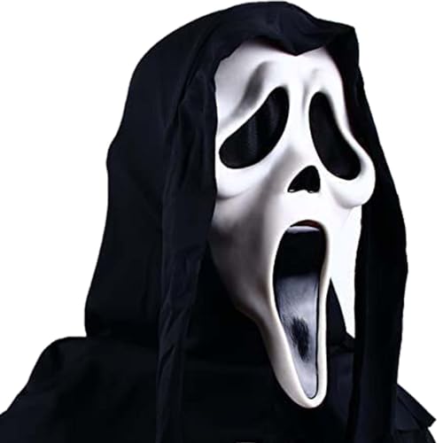 molezu Schrei Maske Horrorfilm Blut Latex Maske Halloween Party Gruselmaske Cosplay realistische Requisiten - Schwarz und Weiß Schreien Maske