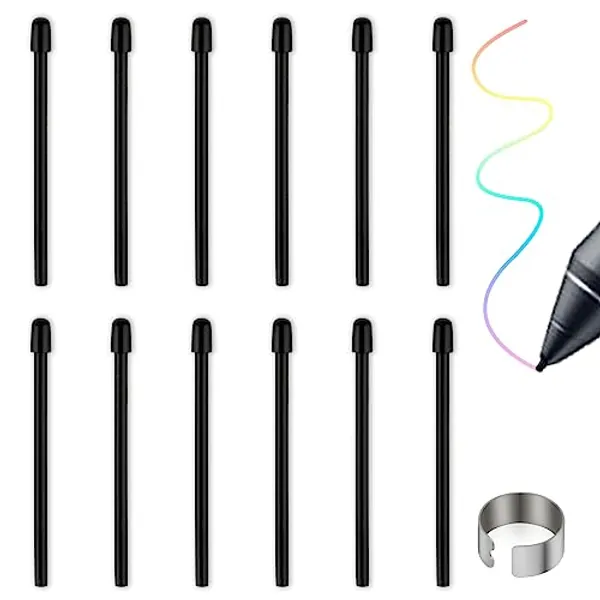 Standard Pen Nibs for WACOM,12pcs Black Replacement Refill Pen Tips for Wacom Intuos Pro,Wacom IMobileStudio Pro,Wacom Cintiq Pro,Wacom Citiq16(with Removal Ring)