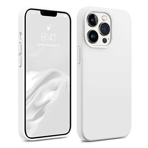 AOTESIER Soft Silicone Case for iPhone 13 Pro Max Case, [Military Shockproof Protection] Anti-Scratch Microfiber Lining Flexible Bumper Phone Case, Ultra Slim Thin Cover, 6.7 inch, (White) - White