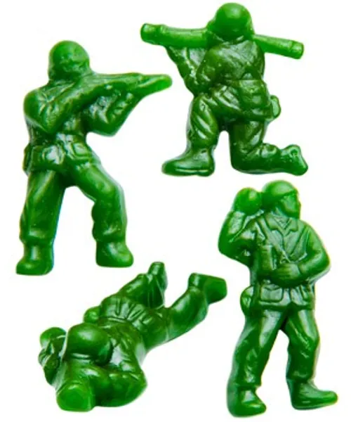 Gummy Army Men: Five-pound bag of green-apple gummy G.I.’s.