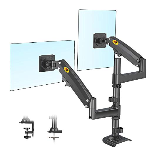 NB North Bayou Dual Monitor Desk Mount Stand Full Motion Swivel Computer Monitor Arm Fits 2 Screens up to 32'' with Load Capacity 4.4~26.4lbs for Each Monitor H180-B
