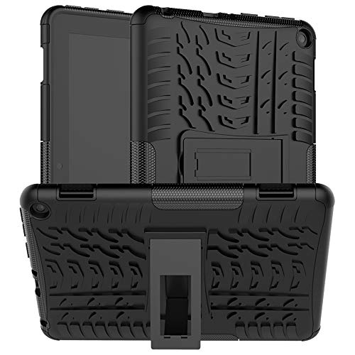 Boskin for Kindle Fire hd 8 case Fire hd 8 Plus case 2020 Release 10th Generation,Shockproof Kickstand Cover (Black) - Black