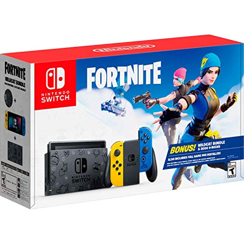 Newest Nintendo Switch Fortnite Wildcat Special Edition with Yellow and Blue Joy-Con, Fortnite Game Pre-Installed - 6.2" Touchscreen LCD Display, 32GB Internal Storage, AC WiFi, w/CUE Accessories - Yellow and Blue