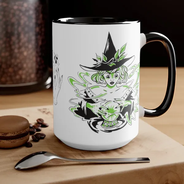 Witch Black/White Two-Tone Coffee Mug, 15oz