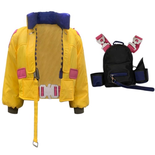 Gosbeliy Killjoy cosplay-kostym, dam, spel, cosplay, jacka, halloween, gul, dragkedja, jacka, kappa och väska - L