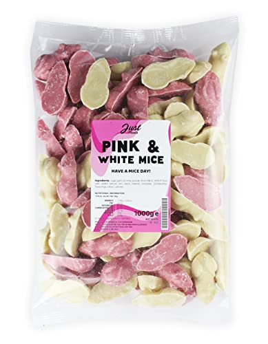 Just Treats Pink and White Mice (1 Kilo Party Bag) - 1 kg (Pack of 1)