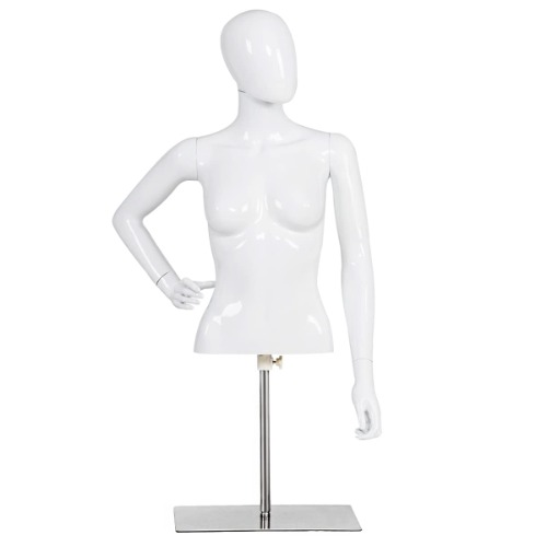COSTWAY Female/Male Mannequin Half Body Manikin, Adjustable Height Man/Woman Model with Metal Base, 360 Rotatable Arms &Head, Torso Mannequin Body Display for Shop Window Exhibition (118cm Female)