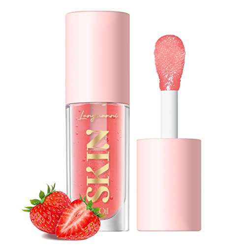 LANGMANNI Moisturizing Lip Oil,No-Sticky Lip Gloss Lip Balm Lip Care,Fruit Flavoured Lip Oil For Dry Lip's Moisturizing Hydrating And Nourishing ((Strawberry)) - (Strawberry)