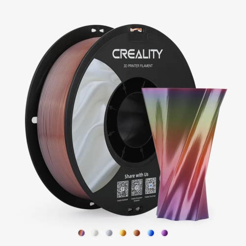 Creality Silk PLA 3D Printer Filament, PLA Filament 1.75mm, Silk Shiny PLA Filament +/-0.02mm, 3D Printing Filament 1KG/2.2lb, Rainbow - Rainbow - Silk PLA