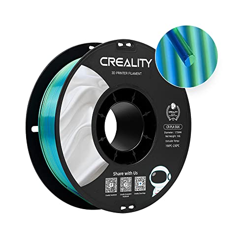 Creality Silk Filament, PLA 3D Printer Filament 1.75mm, Silk Shiny PLA Filament +/-0.02mm, 3D Printing Filament 1KG/2.2lb (Blue-Green) - Blue-green - Silk PLA