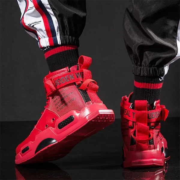 New Fashion High Top Skateboard Shoes | Red / US 12 = EU 45 = UK 9