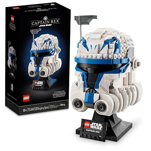 LEGO Star Wars Captain Rex Helmet Building Set, The Clone Wars Collectible Model for Adults, Star Wars Memorabilia, 75349 - Multicolor