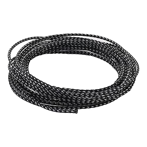 Othmro 16.4ft - 1/8" Wire Sleeve Protector Wire Loom Tubing Cable Sleeve Expandable Braided Sleeving – Protect Cat from Chewing Cords - Black and White - 2mmx5m - Silver