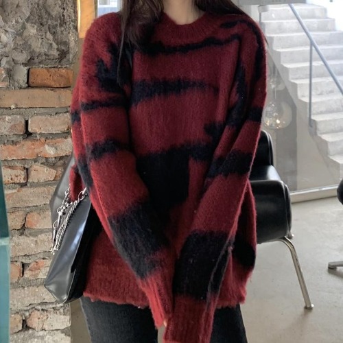 Red and Black Alt Grunge Sweater - Set Ablaze'