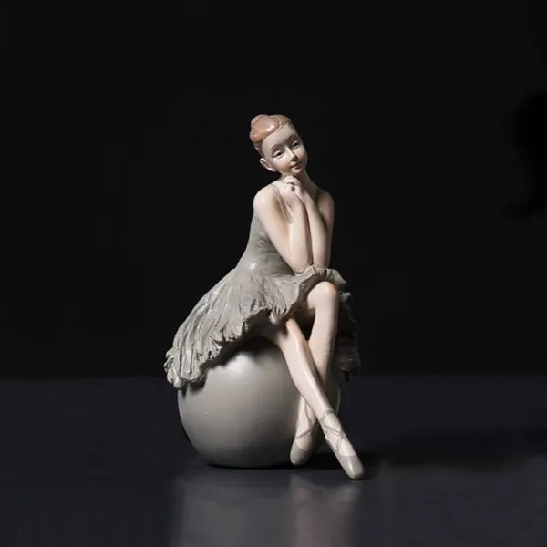 Ballerina Girl Figurine (Grey)