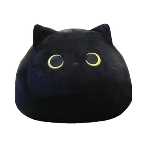 Adorable Squishy Black Cat Pouf Plush Toy
