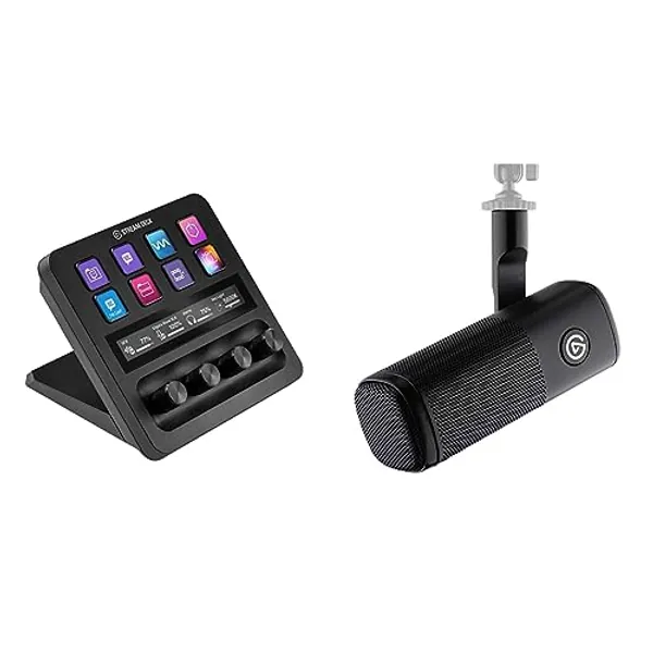 Elgato Audio Mix Bundle - Audio Mixer, Studio Controller, Dynamic XLR Microphone for Podcasting, Streaming, Gaming, Content Creators, Customizable Touch Strip, dials and LCD Keys, PC/Mac