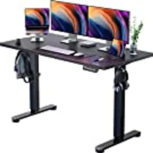 ErGear Height Adjustable Electric Standing Desk, 55 x 28 Inches Sit Stand up Desk, Memory Computer Home Office Desk (Black)