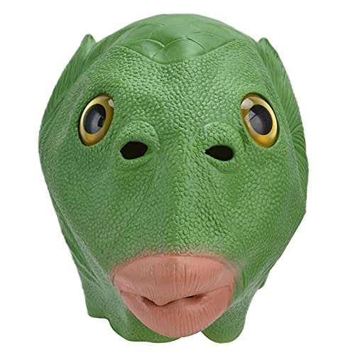YQkoop Green Fish Mask Animal Mask Fish Costume Mask Novelty Halloween Costume Party Latex Animal Head Mask for Women Men Adults