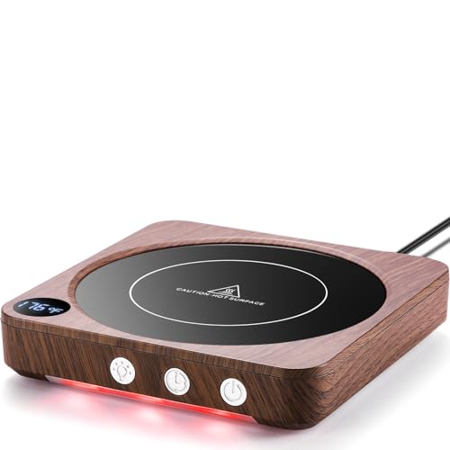 House Gem Mug Warmer - 36W Coffee Mug Warmer for Desk with Temperature Display, 2-12Hrs Auto Shut Off, Smart Candle Warmer - Ideal Coffee Gifts Accessories Keep Beverages Coffee Warmer (Wood) - Wood