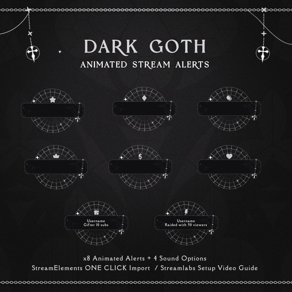 Dark Gothic Spider Web Animated Alerts - White
