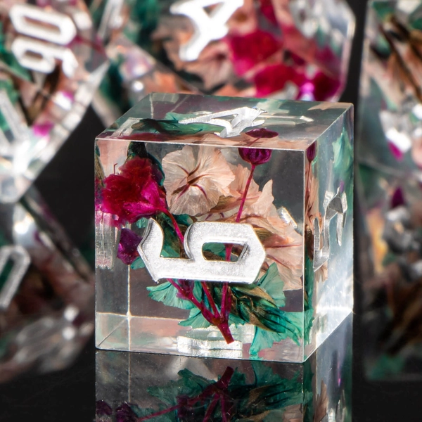 Dnd Resin Dice Set, Flower D&D Dice, D+D Dungeons and Dragons Dice Set, Rpg Polyhedral Dice Set, Role Playing Dice Set D20 D12 D10 D8 D6 D4