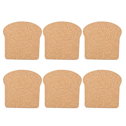 NUOBESTY 6Pcs Cork Coasters Toast Shape Wooden Cork Drink Coasters Cork Backing Sheets Cork Board for Hot Pots Pans Kettles DIY Crafts Supplies