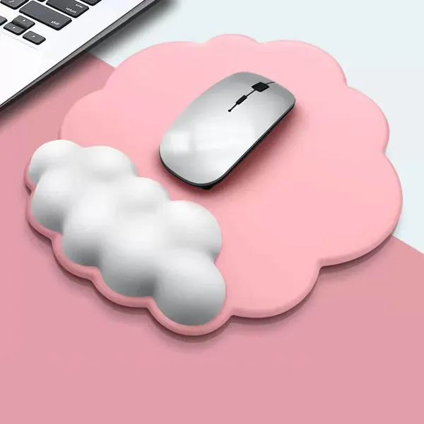 Cloud Mouse Pad with Wrist Support Cute Mousepad Wrist Rest - Pink