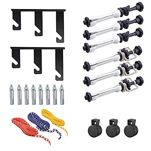 Photography Backdrop Wall Mount 3 Roller Support System, Manual Photo Background Ceiling Holder, Including 2 Tri-fold Hooks, 6 Expand Bars, 3 Chains, for Home Studio Live Stream Game Video - Photography Backdrop Wall Mount