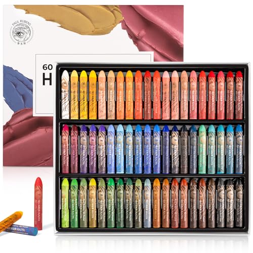 Paul Rubens Oil Pastel, 60 Vibrant Colors Soft Oil Pastel Set, Creamy texture Easy to Blend Oil Pastels professional, Bullet Heads Oil Pastels for Artists, Painting, Drawing, Beginners - 60