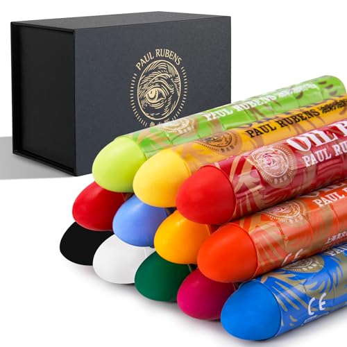 Paul Rubens Oil Pastels, 12 Vibrant Colors Extra Large Oil Pastels Set A, Creamy texture Easy to Blend HAIYA Oil Pastels for Artists, Great for Filling in Large Areas - 12 Basic Colors A