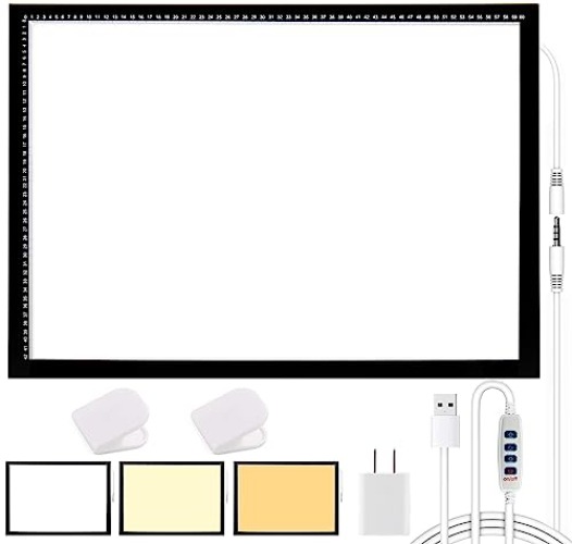 Upgraded A2 Light Pad, 3-Color Light Diamond Painting Light Board, Stepless Diamond Art Large Size Light Pad with Clips 25x18 INCH - A2 light pad new