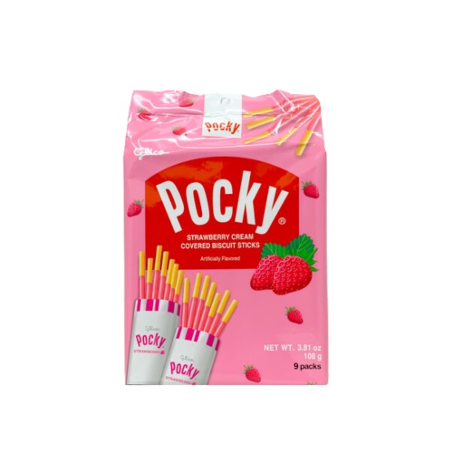 GLICO Pocky Family Size Strawberry Cream Covered Biscuit Sticks 3.81 oz (Japan)