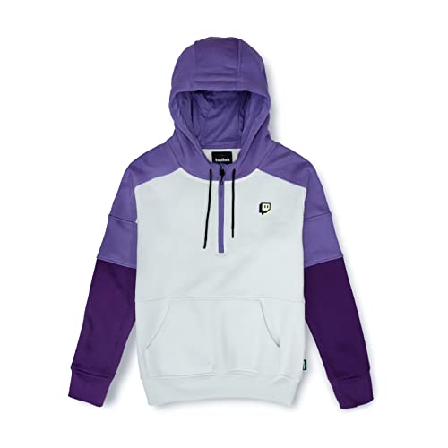 Twitch Quarter Zip Colorblock Hoodie Sweatshirt - Large - Purple/Ice