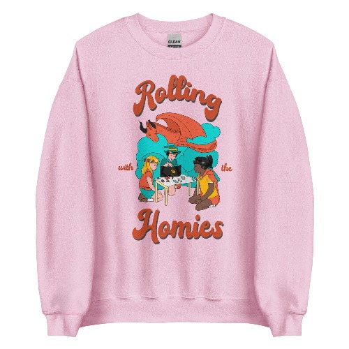 Rolling with the Homies | Unisex Sweatshirt | Retro Gaming - Light Pink / L