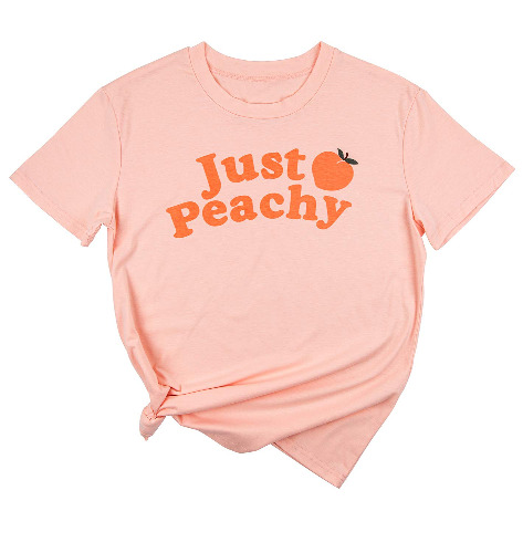 Ykomow Just Peachy T Shirt Womens Short Sleeve Casual Summer Graphic Tees Tops - Pink-2 Medium