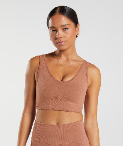 Gymshark Rest Day Seamless Bralette - Coffee Brown | Small