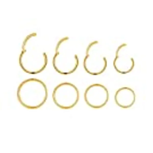 4Pairs 18G Surgical Steel Hinged Clicker Segment Nose Rings Hoop Helix Cartilage Daith Tragus Sleeper Earrings Body Piercing for Women Men Girls 6mm 8mm 10mm 12mm