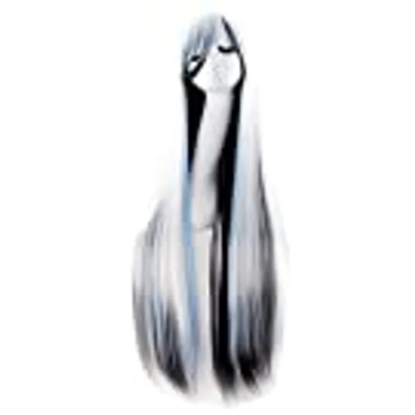 MapofBeauty 40" 100cm Anime Costume Long Straight Cosplay Wig Party Wig (White/Blue/Black)