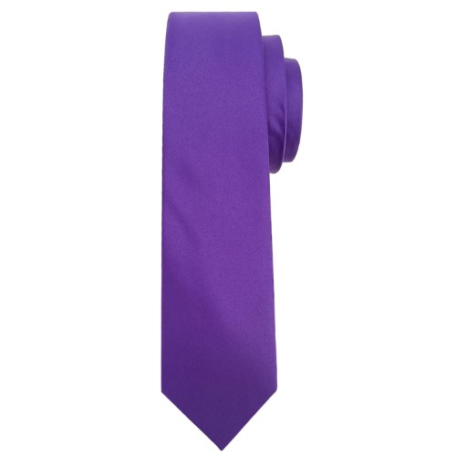 Pensee Men's Ties Solid Pure Color 2.35" (6CM) Plain Slim Necktie Skinny Ties For Men - Purple