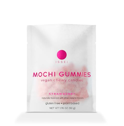 ISSEI Mochi Gummies Vegan Chewy Candies Gluten Free Vegan (STRAWBERRY, 1.76 OZ) - STRAWBERRY - 1.76 Fl Oz (Pack of 1)