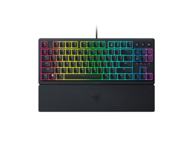 Razer Ornata V3 TKL Gaming Keyboard: Low-Profile Keys - Mecha-Membrane Switches - UV-Coated Keycaps - Backlit Media Keys - 8-Zone RGB Lighting - Spill-Resistant - Magnetic Wrist Wrest - Classic Black - V3 TKL