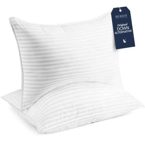 Beckham Hotel Collection Bed Pillows King Size Set of 2 - Down Alternative Bedding Gel Cooling Big Pillow for Back, Stomach or Side Sleepers - Down Alternative - King