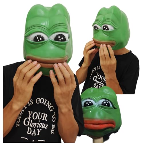 Pepe The Frog Head Mask Cute Funny animal Helmet Halloween Sad Frog Cosplay Props Masquerade for Adults Kids
