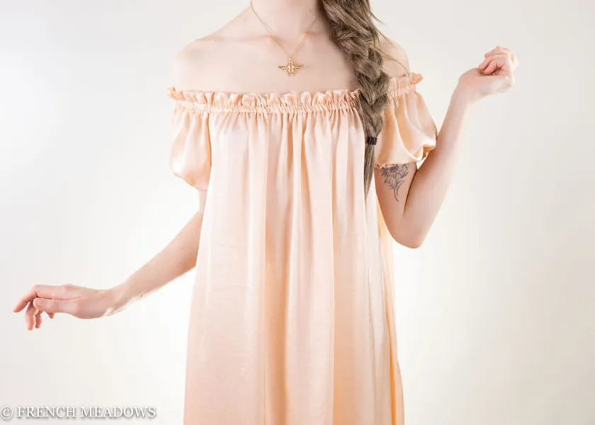Pink Charmeuse Ruffled Renaissance Chemise