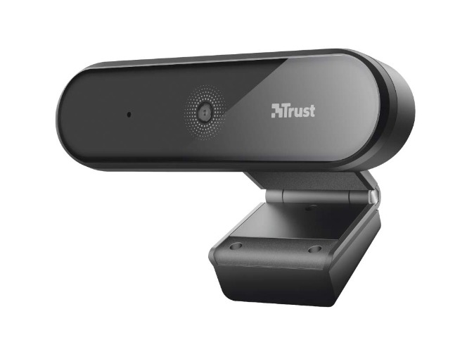 Trust 23637 Tyro Full HD 1080P Webcam Voor PC Met Microfoon, Plug And Play USB, Autofocus, Met Statief, Videobellen, Videogesprekken, Conferenties, Skype, Teams, Zoom, Zwart