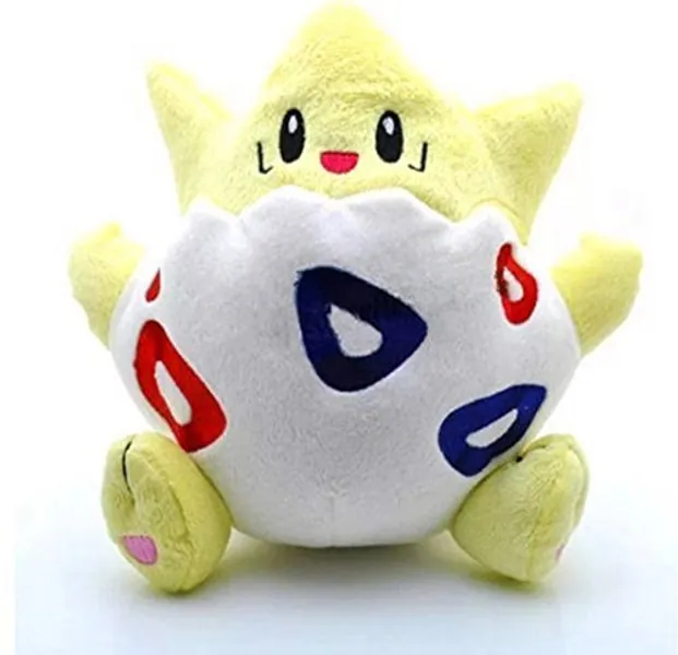 Togepi Cute Soft Cuddly Plush Toy Colorful, 8"