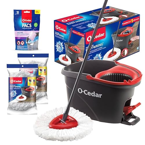 O-Cedar EasyWring Microfiber Spin Mop & Bucket Floor Cleaning System + 2 Extra Refills with Lavender Pac (Variety Pack) - EW + 2 Refills W/Lavender PACS
